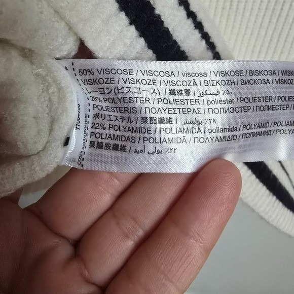 Mango MNG New White Stripe Preppy 1/2 Zip Collar Sweater Vest SZ XXL 90s Preppy - Picture 9 of 10